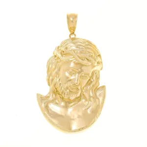 10K GOLD JESUS HEAD WITH CROWN OF THORNS PENDANT 10.4G
