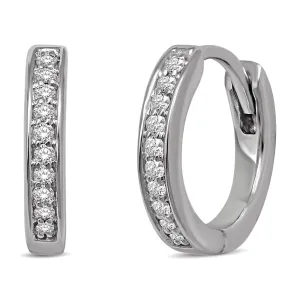 10K White Gold 1/4 Ctw Diamond Hoop Earrrings
