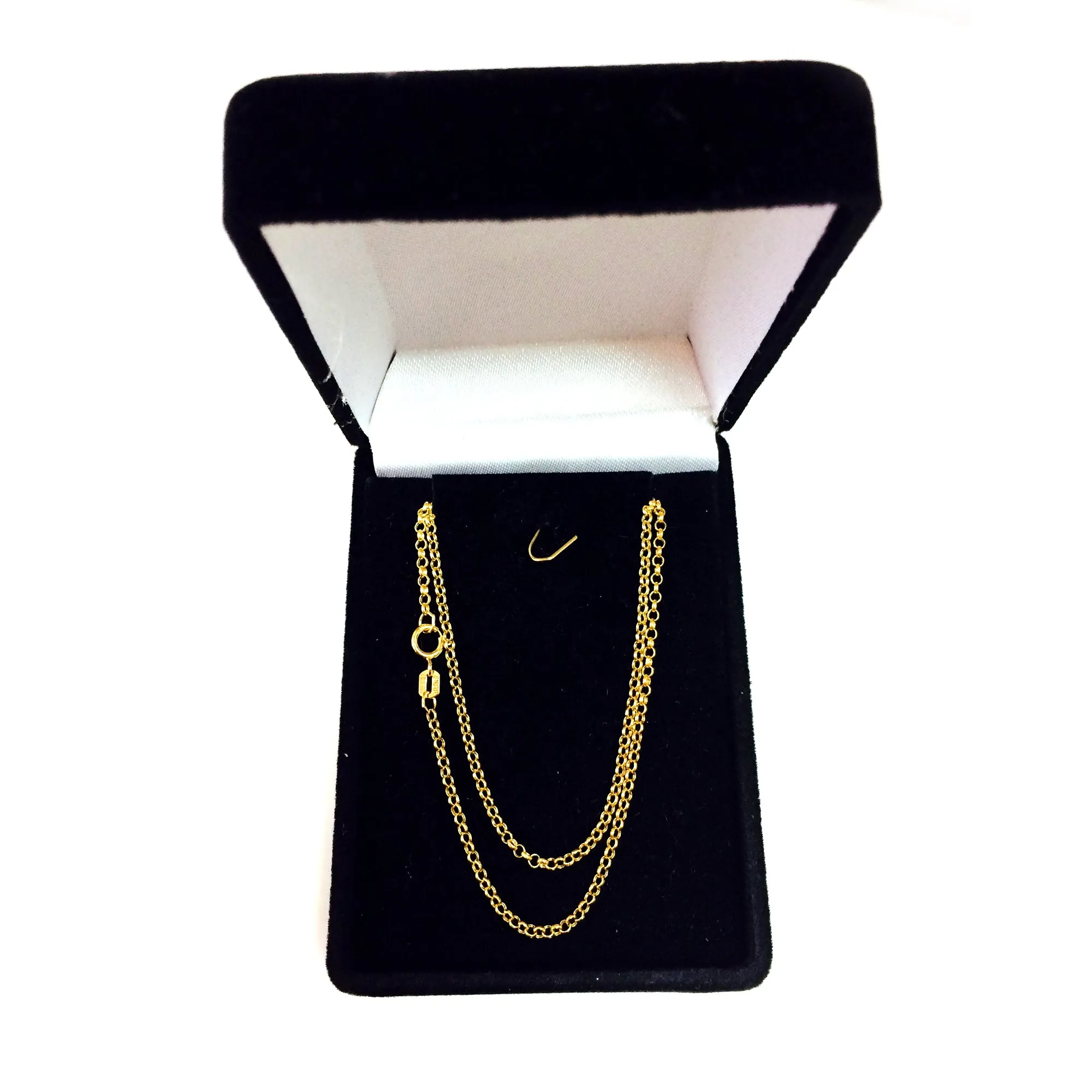 10k Yellow Gold Round Rolo Link Chain Necklace, 1.9mm