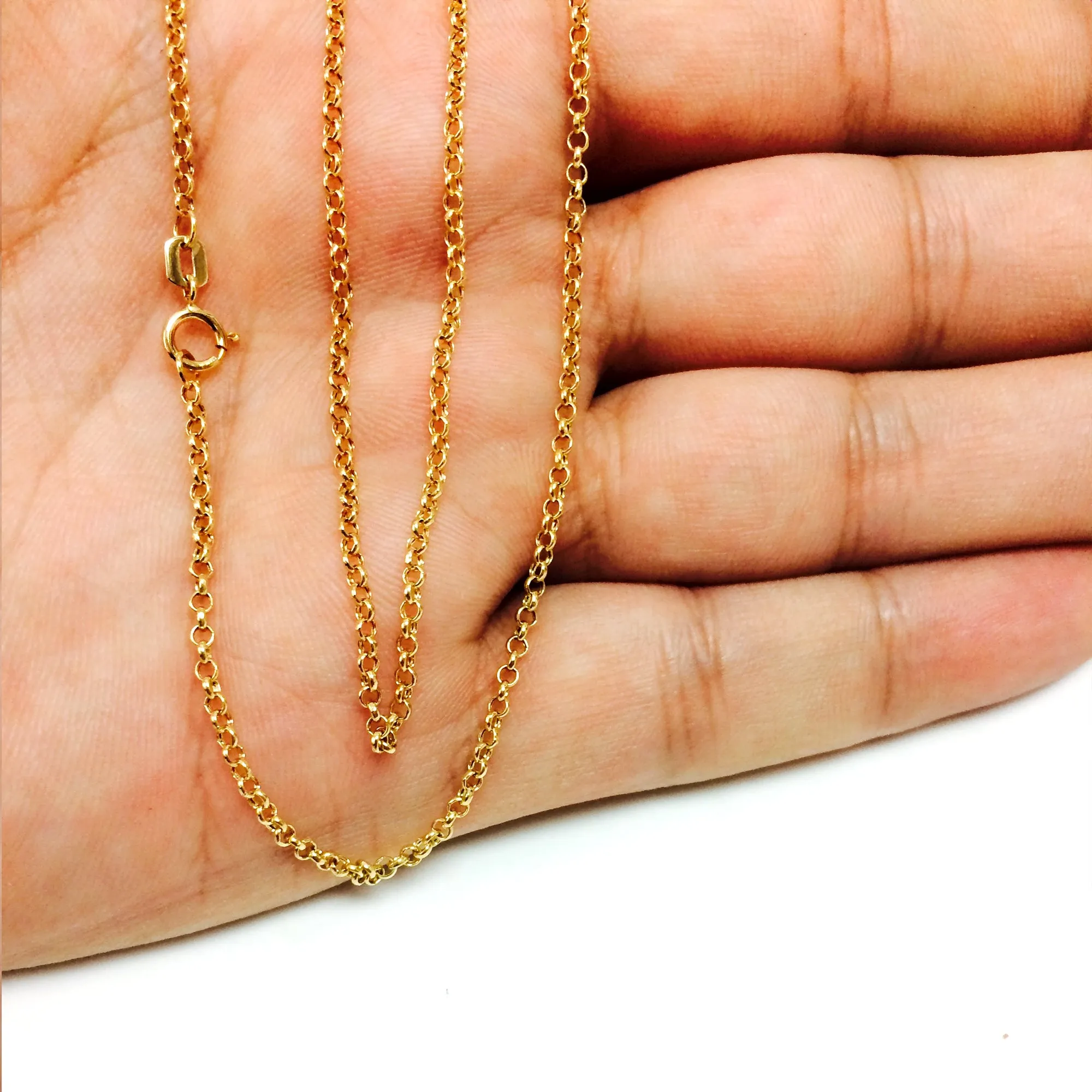 10k Yellow Gold Round Rolo Link Chain Necklace, 1.9mm