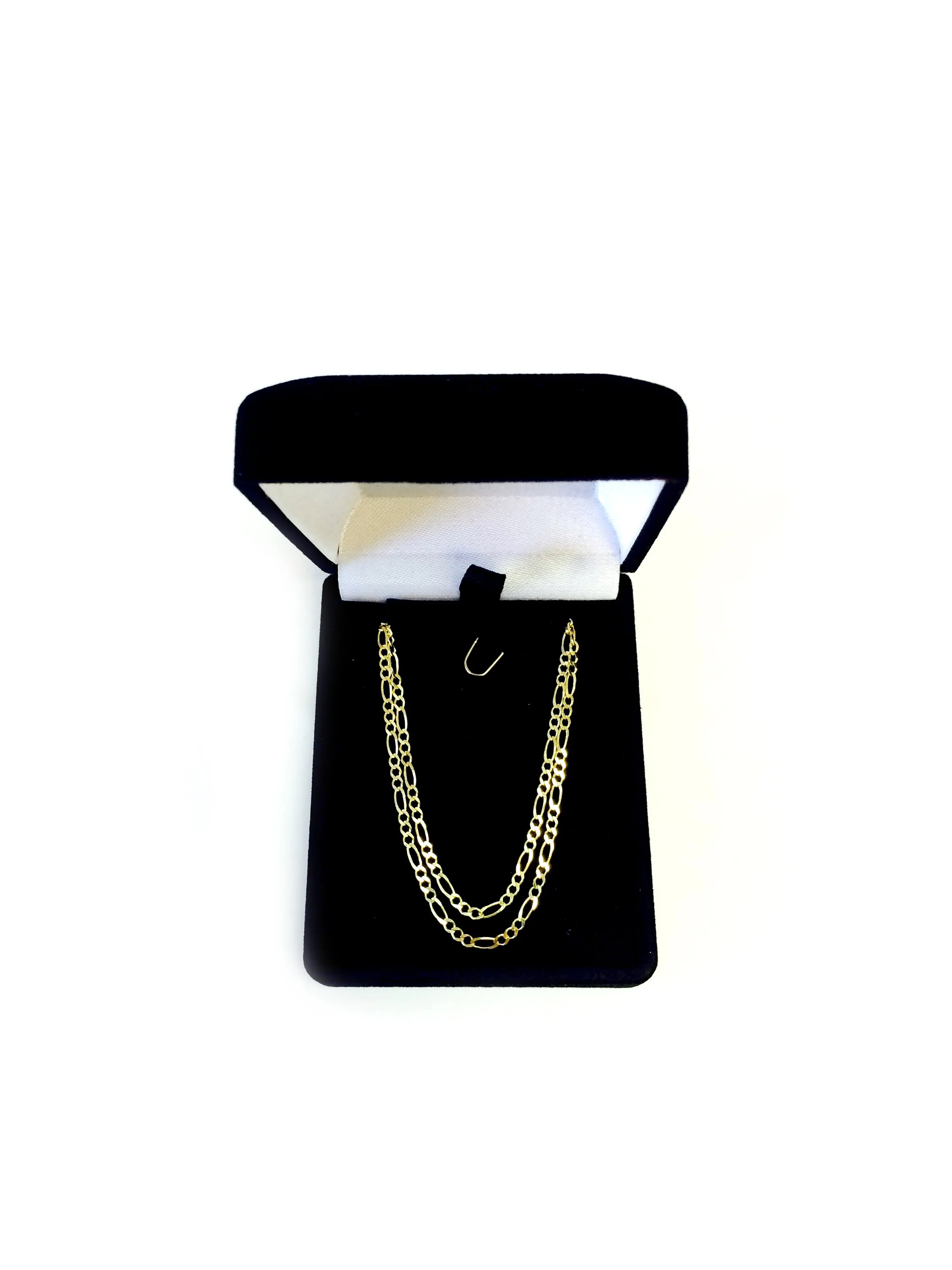 10k Yellow Solid Gold Figaro Chain Necklace, 1.9mm