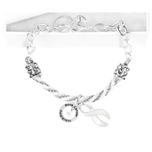 12 Bone Cancer Hanging Ribbon Partial Rope Bracelets