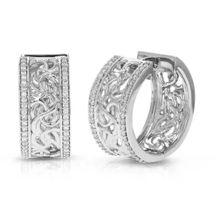 1/2 cttw 88 Stones Round Lab Grown Diamond Hoop Earrings .925 Sterling Silver Prong Set 3/4 Inch