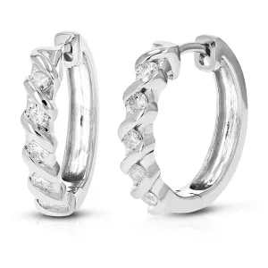 1/2 cttw Lab Grown Diamond Hoop Earrings Round Cut Prong Set on .925 Sterling Silver 3/4 Inch size