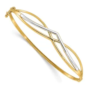 14K Two Tone Hinged Bangle Bracelet