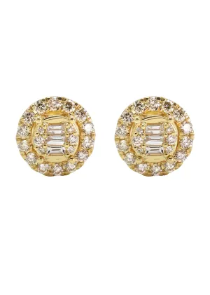 14K Yellow Gold Diamond Baguette Earrings For Men | 0.5 Carats | 2.55 Grams