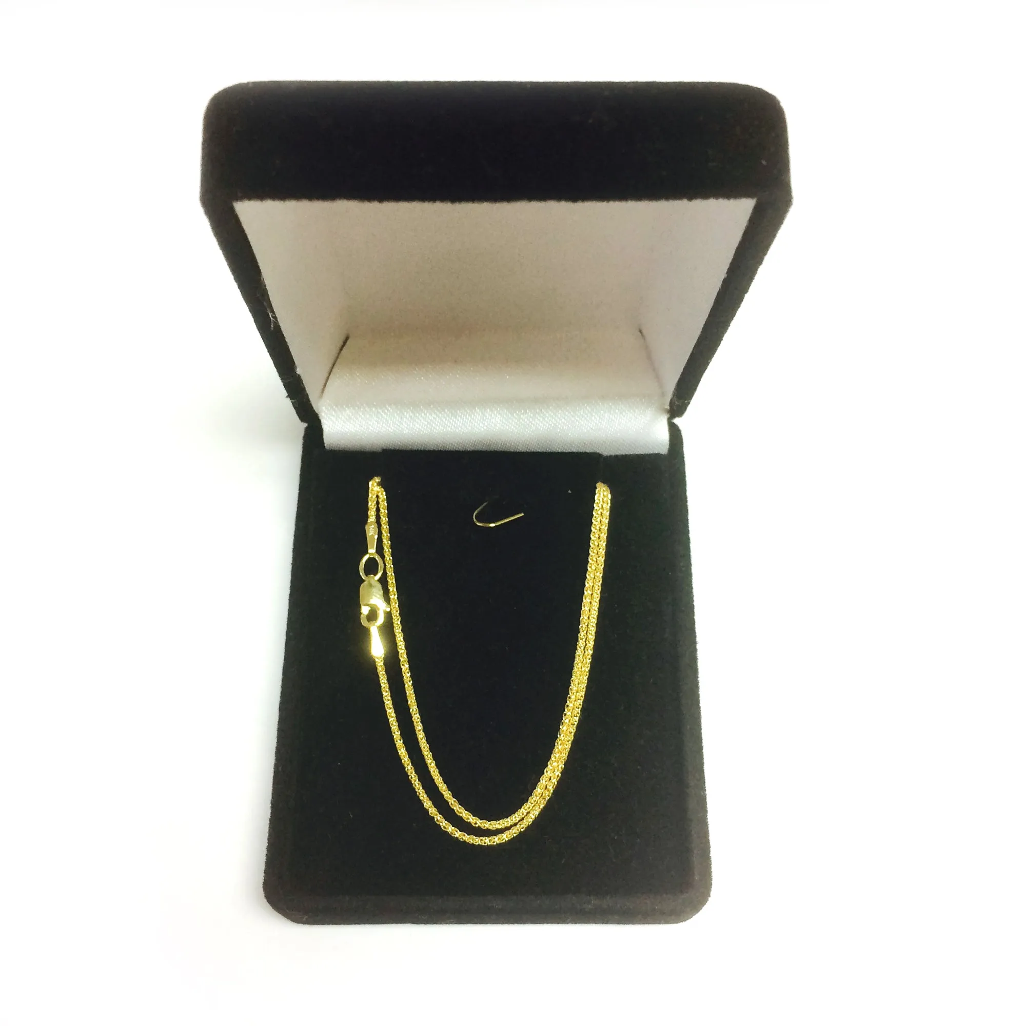 14k Yellow Gold Round Wheat Chain Necklace, 1.2mm