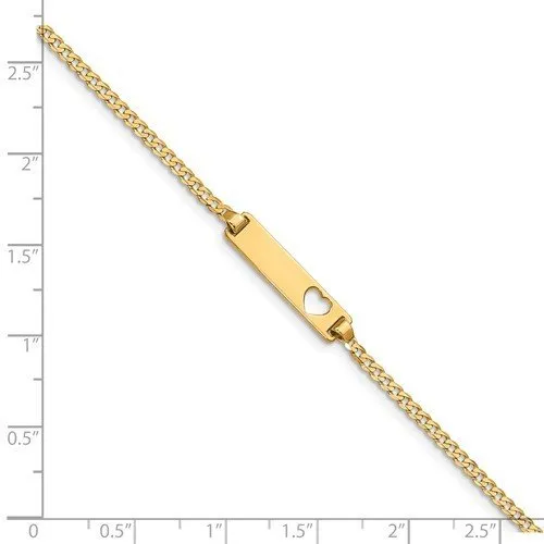14KT CURB LINK CHILDREN'S HEART ID BRACELET