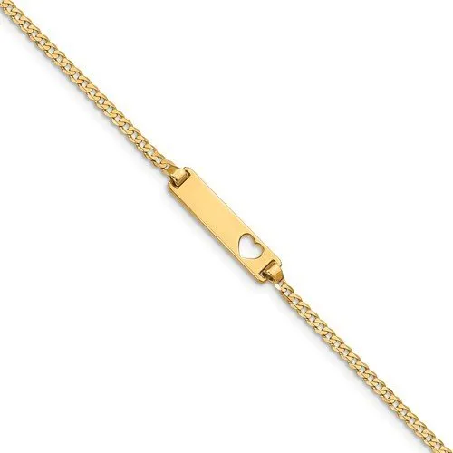 14KT CURB LINK CHILDREN'S HEART ID BRACELET