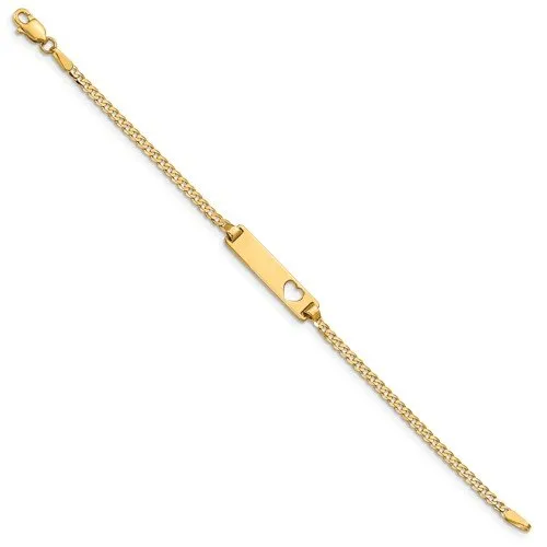 14KT CURB LINK CHILDREN'S HEART ID BRACELET