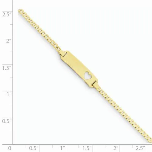 14KT CURB LINK CHILDREN'S HEART ID BRACELET