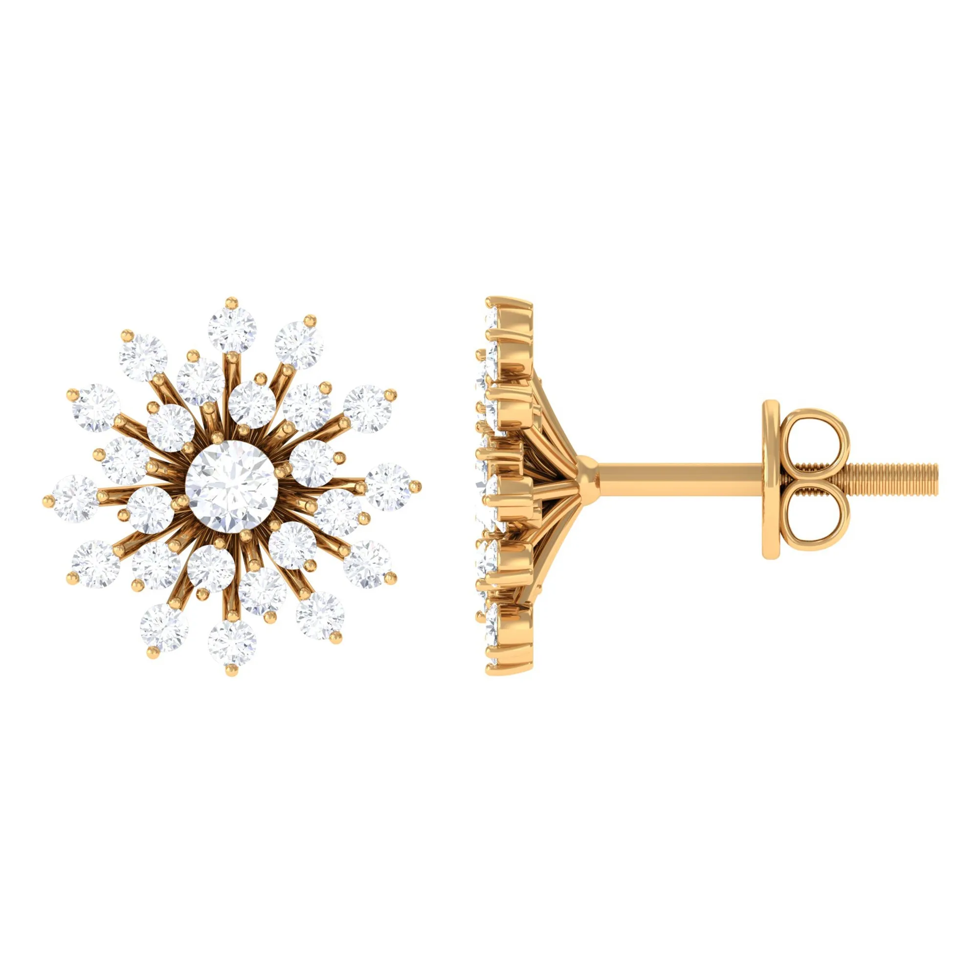 3/4 CT Real Diamond Cluster Statement Stud Earrings