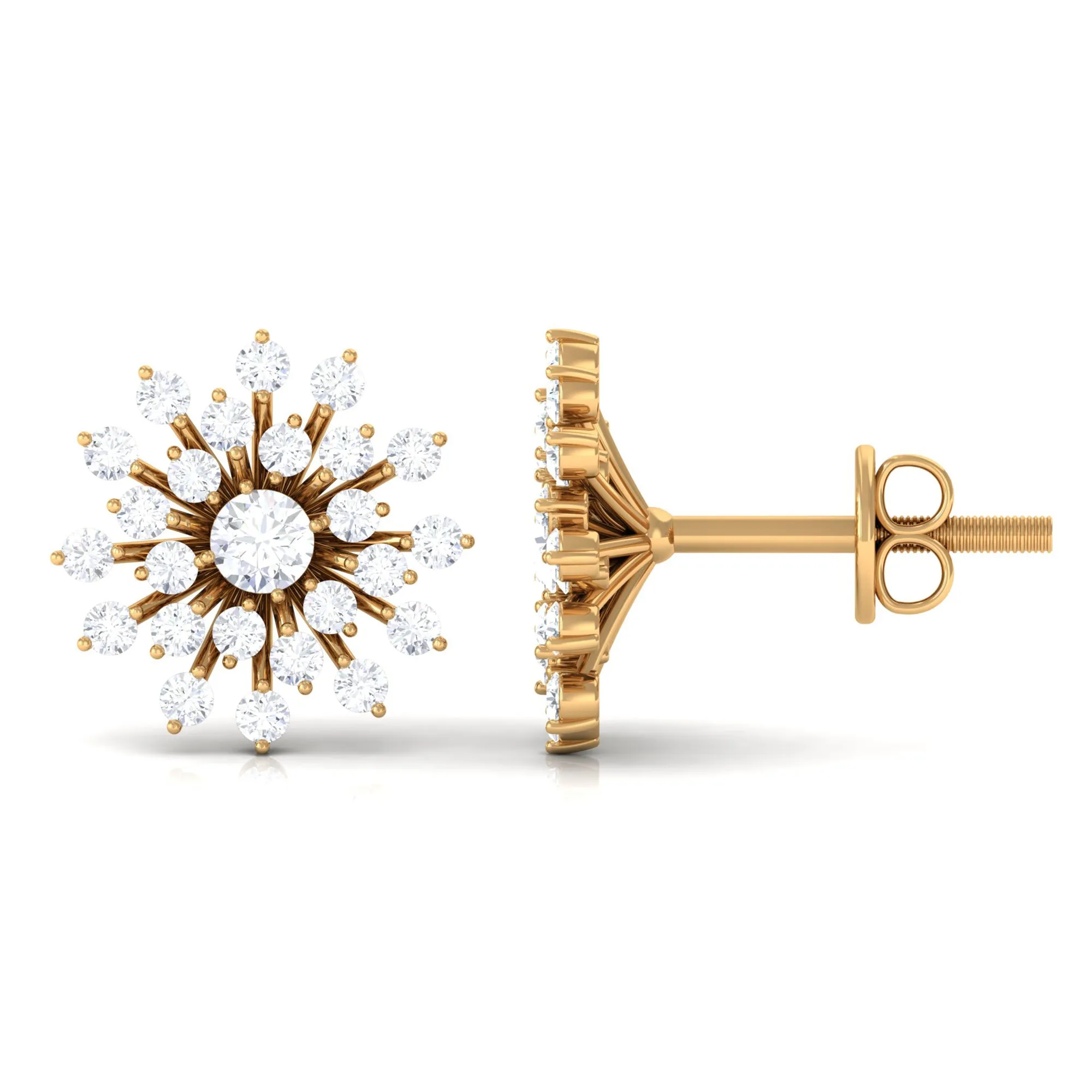 3/4 CT Real Diamond Cluster Statement Stud Earrings
