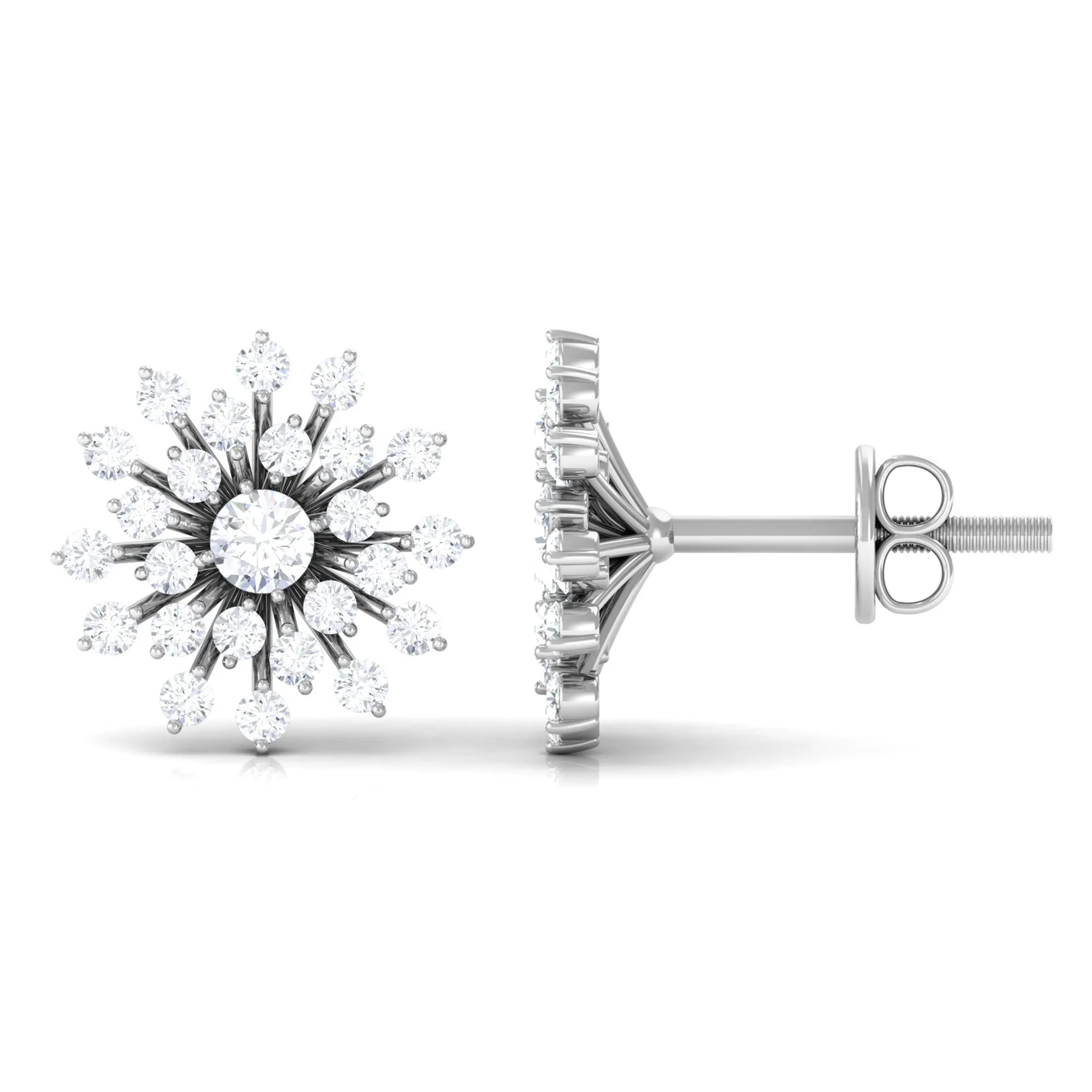 3/4 CT Real Diamond Cluster Statement Stud Earrings