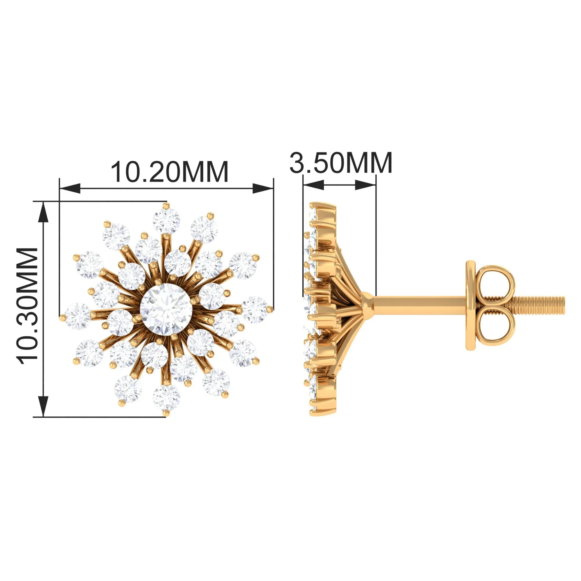 3/4 CT Real Diamond Cluster Statement Stud Earrings