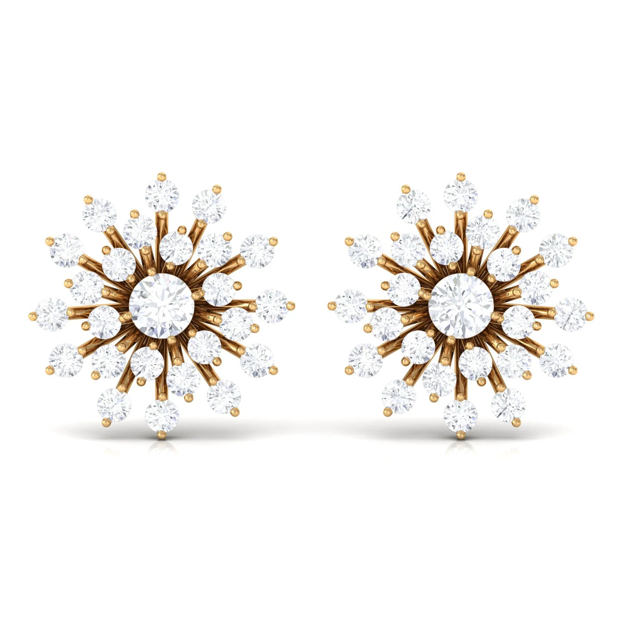 3/4 CT Real Diamond Cluster Statement Stud Earrings
