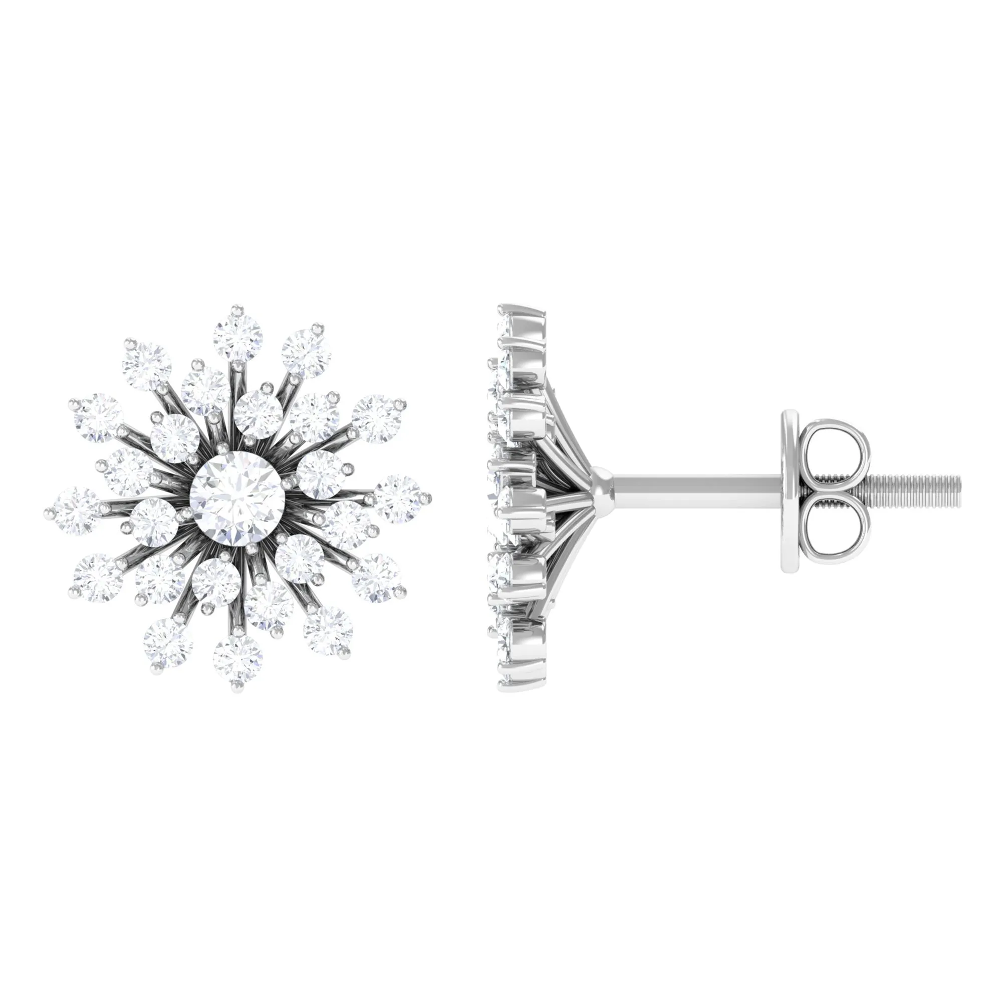 3/4 CT Real Diamond Cluster Statement Stud Earrings