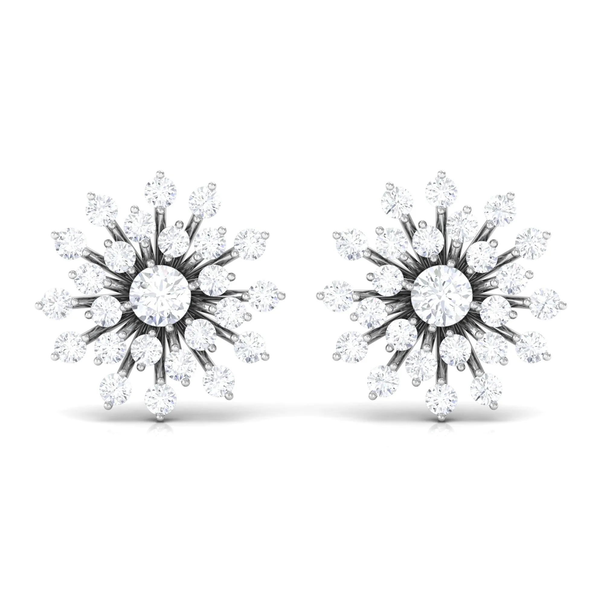 3/4 CT Real Diamond Cluster Statement Stud Earrings