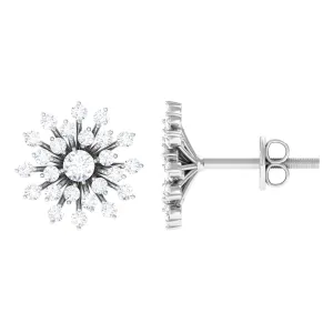 3/4 CT Real Diamond Cluster Statement Stud Earrings