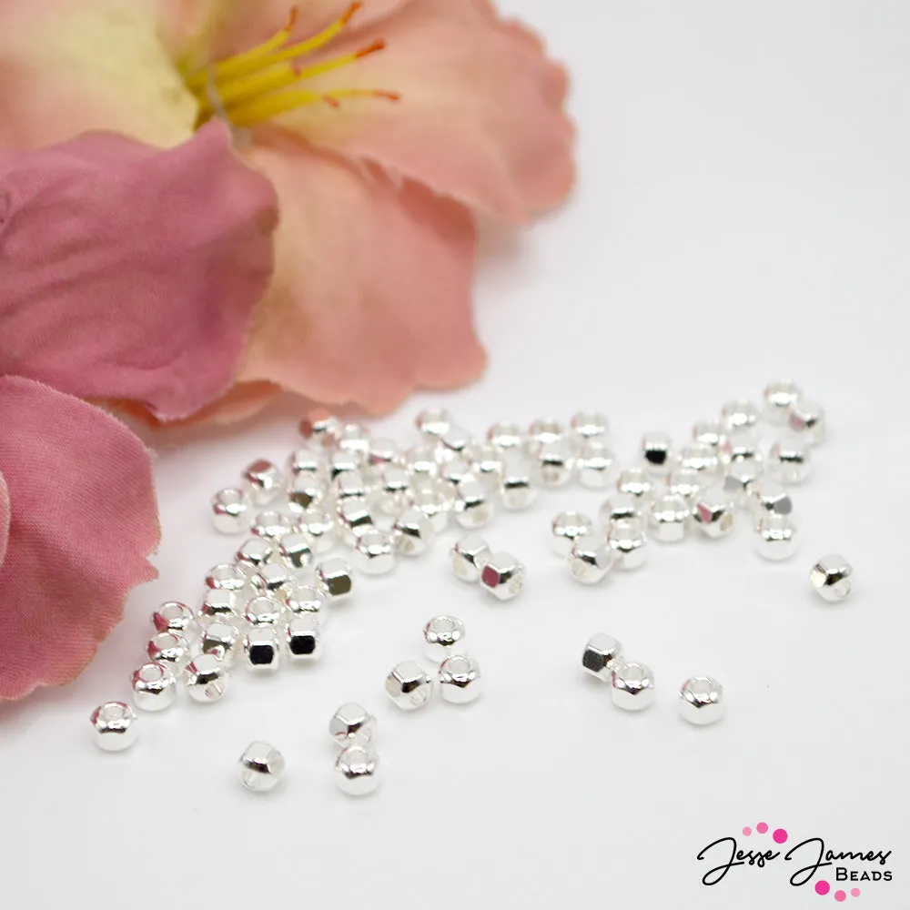 4mm Geometric Silver Spacer Beads