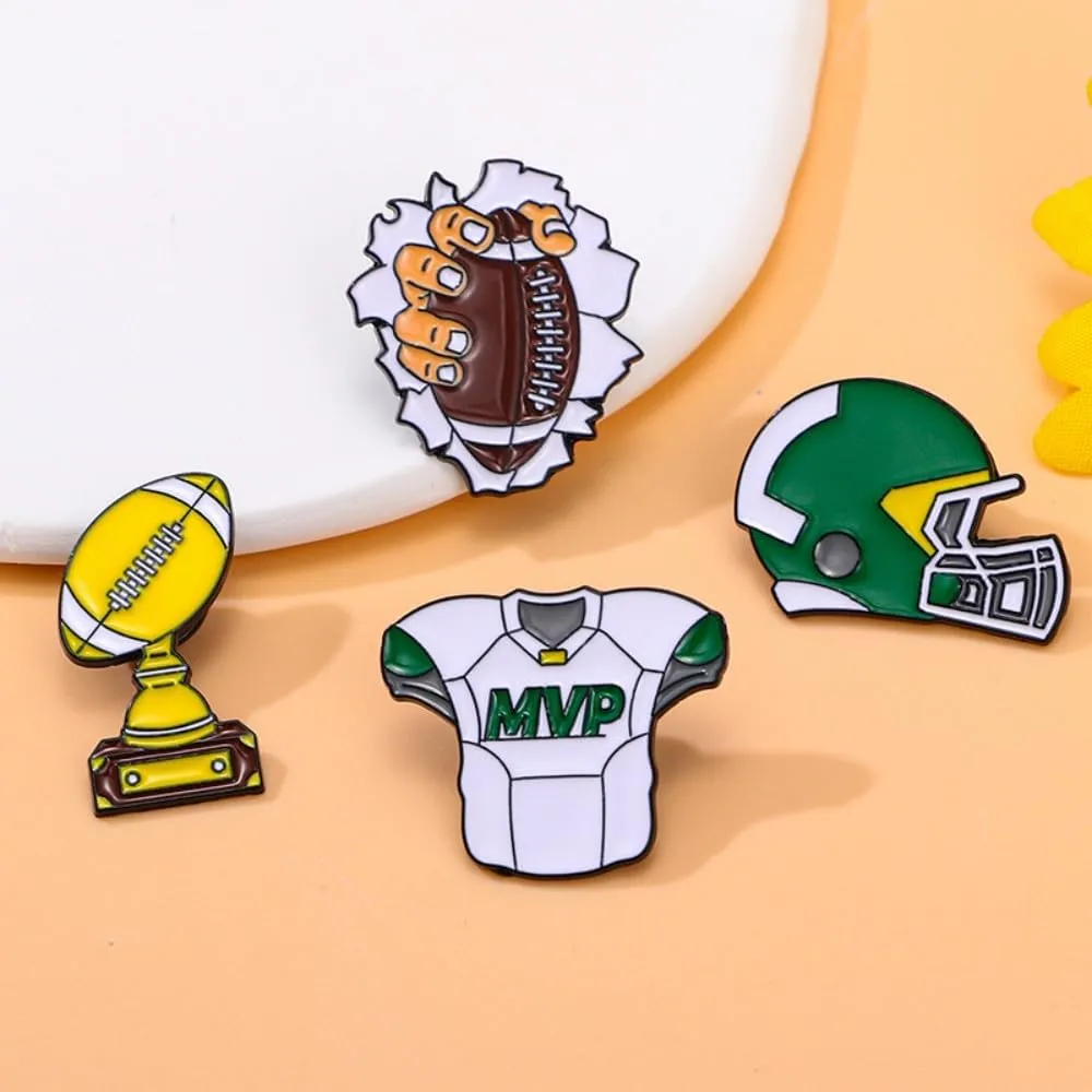 4pcs Cute Enamel Pins Basketball Soccer Volleyball Tennis Lapel Pins Brooch Badge Cartoon Ball Brooches for Fans Backpack Hat Decors