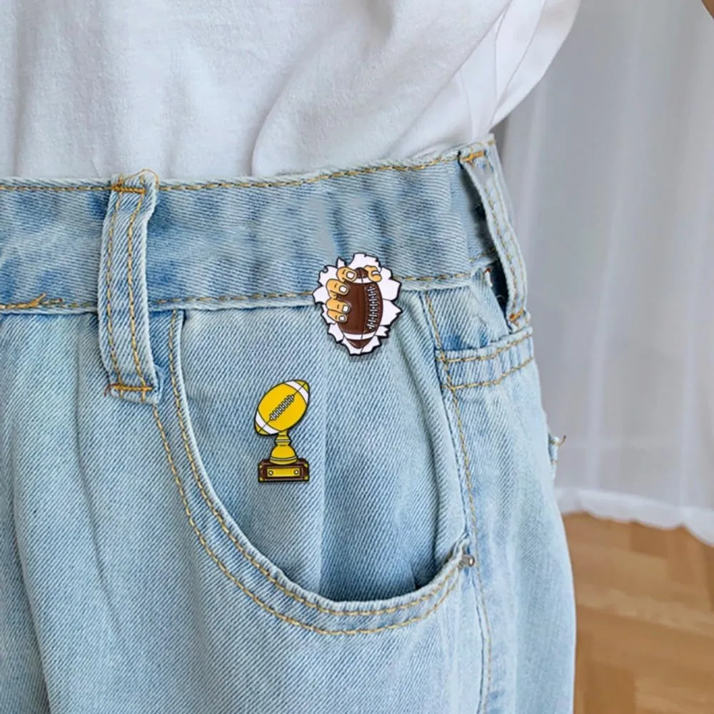 4pcs Cute Enamel Pins Basketball Soccer Volleyball Tennis Lapel Pins Brooch Badge Cartoon Ball Brooches for Fans Backpack Hat Decors