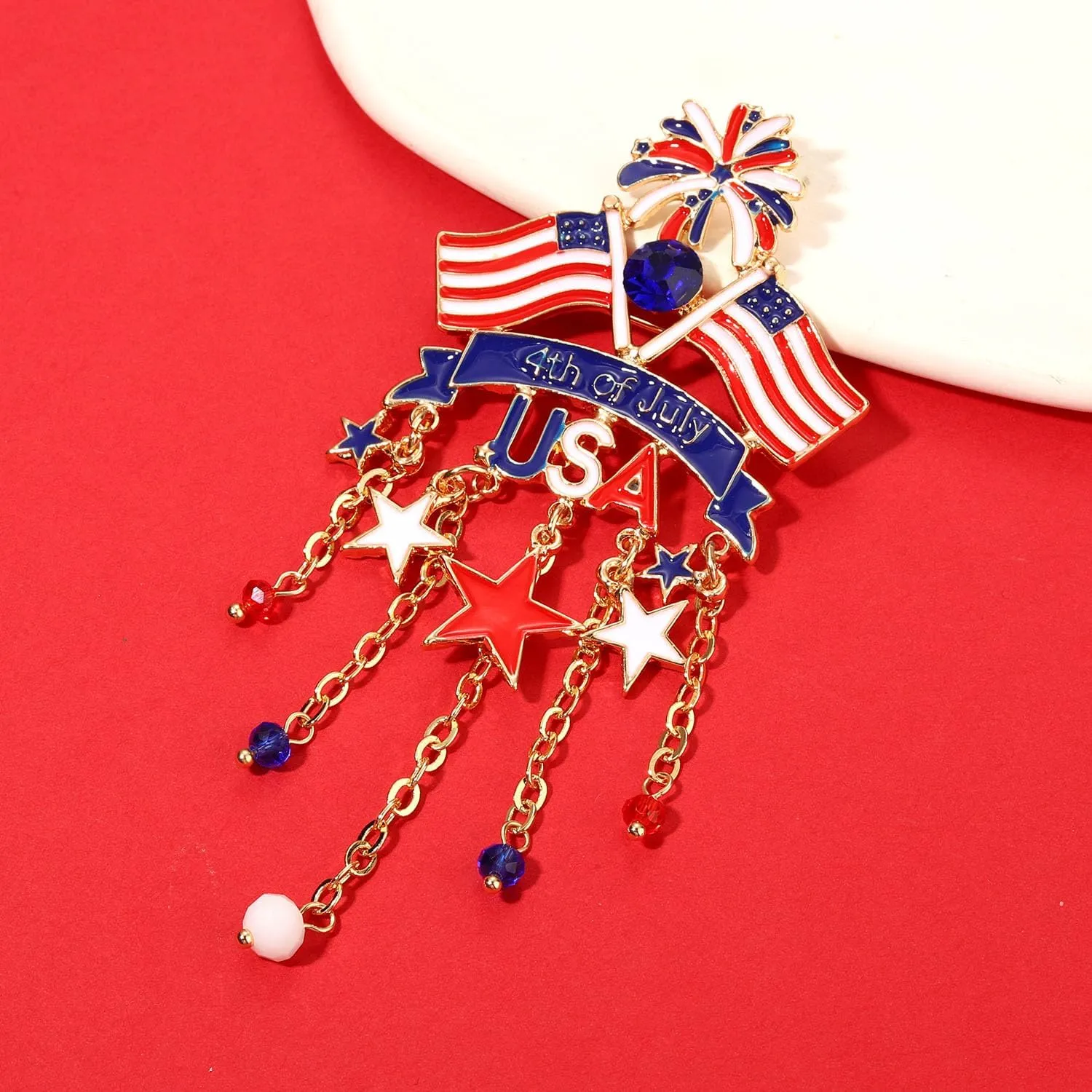 4th of July Brooches for Women American Flag Brooch Pins Red White and Blue USA Star Patriotic Brooches Independence Memorial Day 4th of July Outfits Accessories Jewelry Gifts