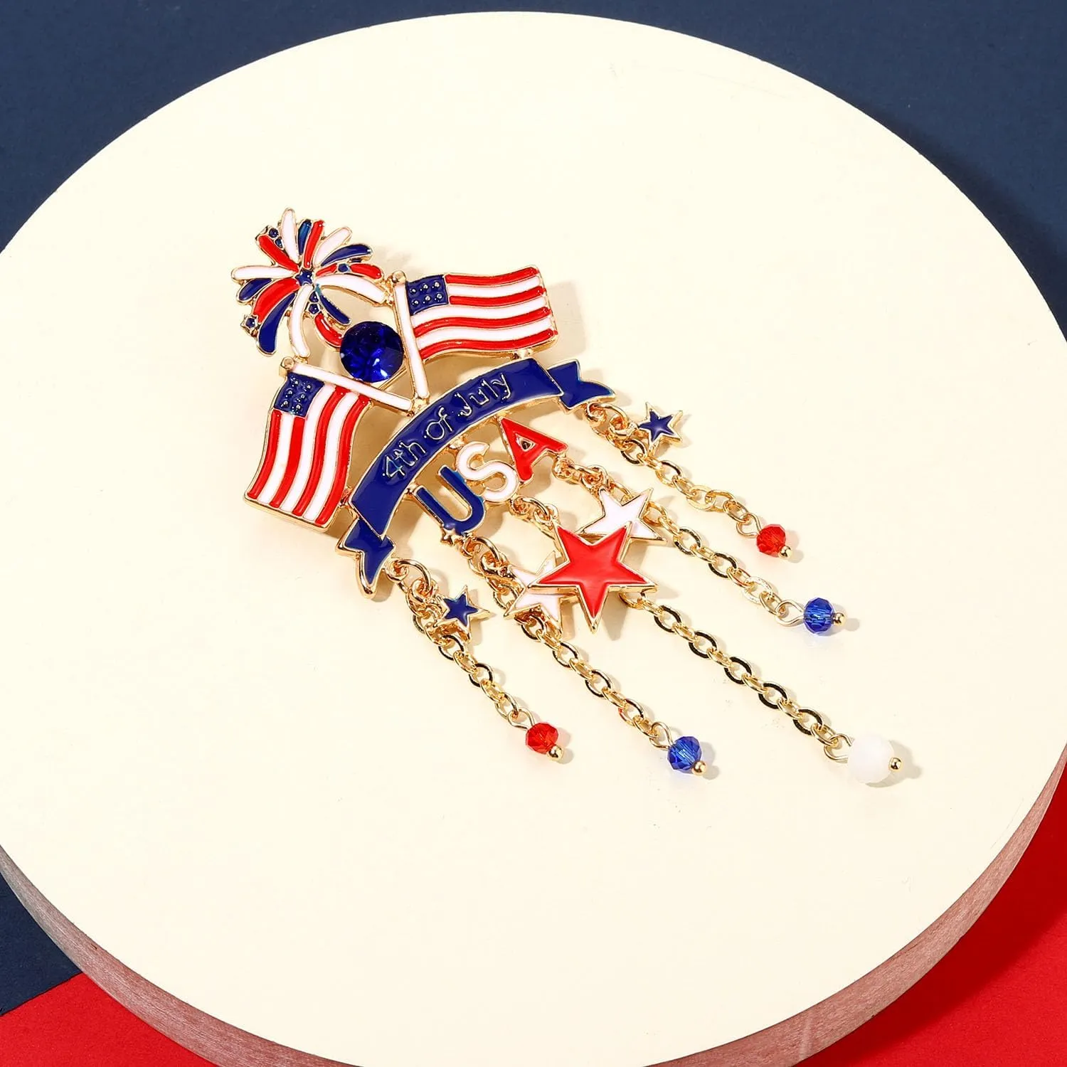 4th of July Brooches for Women American Flag Brooch Pins Red White and Blue USA Star Patriotic Brooches Independence Memorial Day 4th of July Outfits Accessories Jewelry Gifts