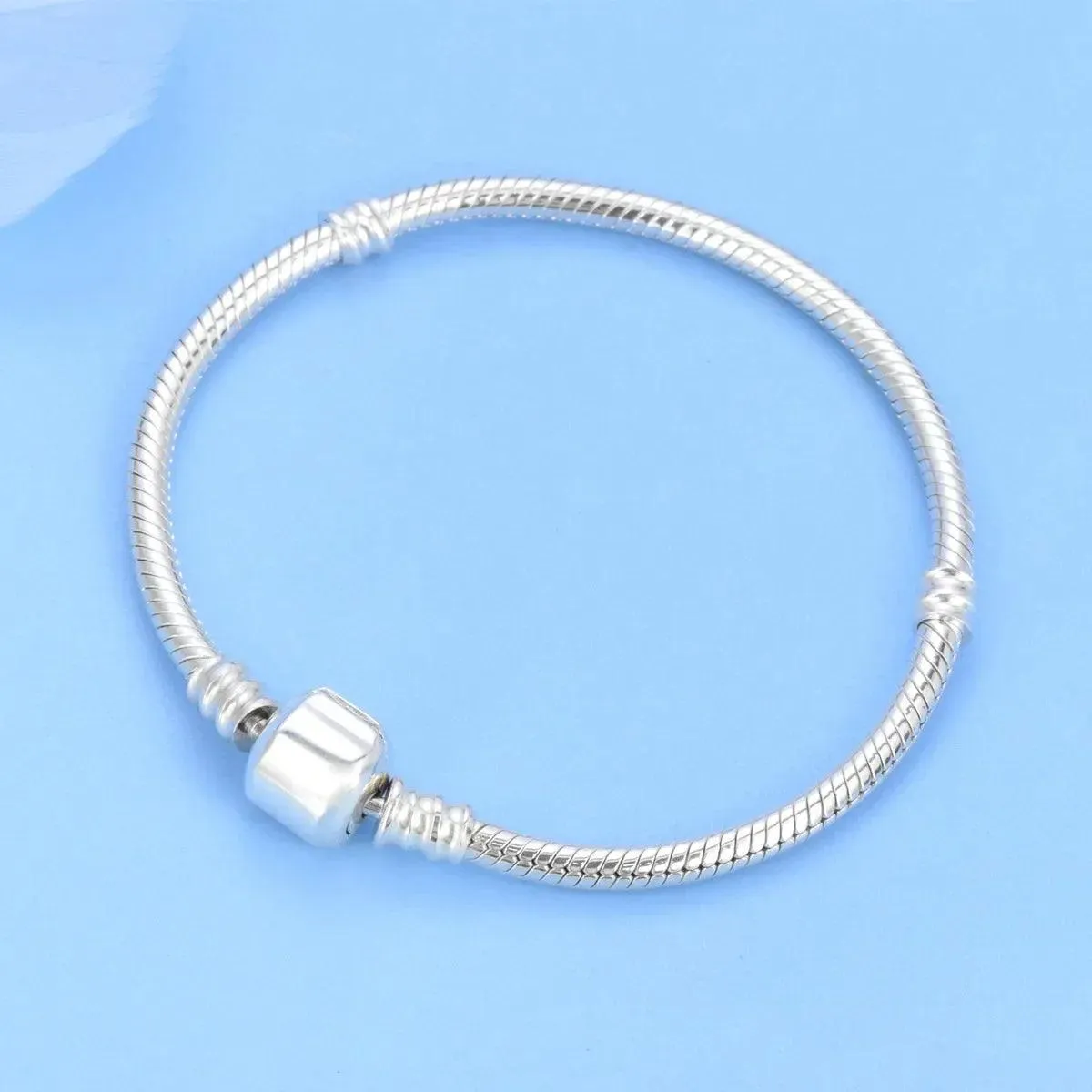 925 Sterling Silver Plated Snake Chain Bracelet Charm Jewelry ZJCL12