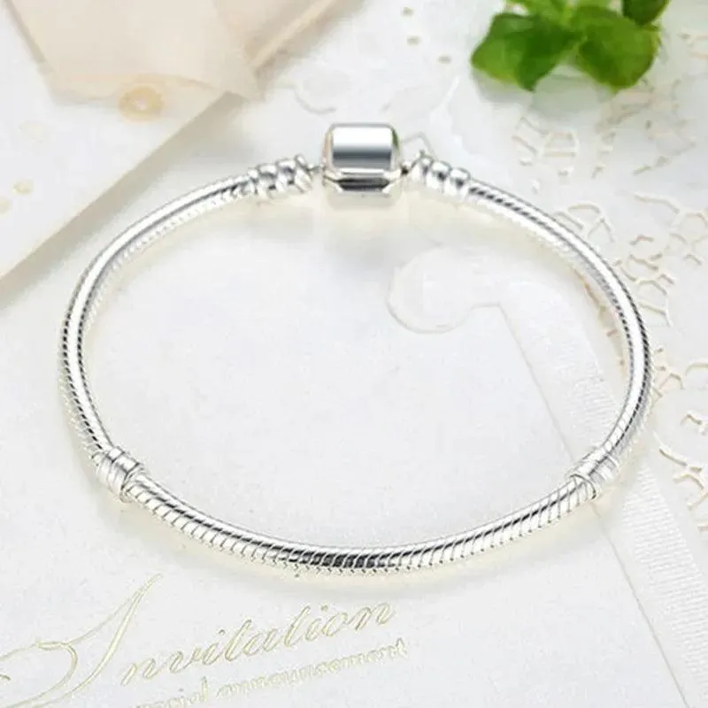 925 Sterling Silver Plated Snake Chain Bracelet Charm Jewelry ZJCL12