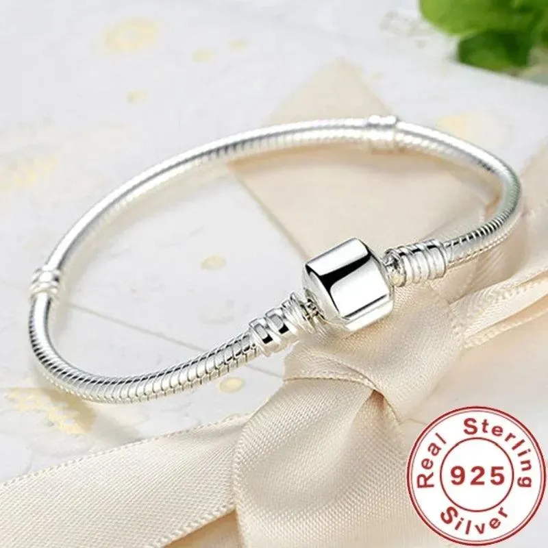 925 Sterling Silver Plated Snake Chain Bracelet Charm Jewelry ZJCL12