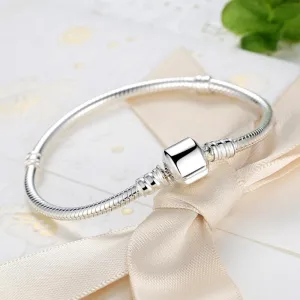 925 Sterling Silver Plated Snake Chain Bracelet Charm Jewelry ZJCL12