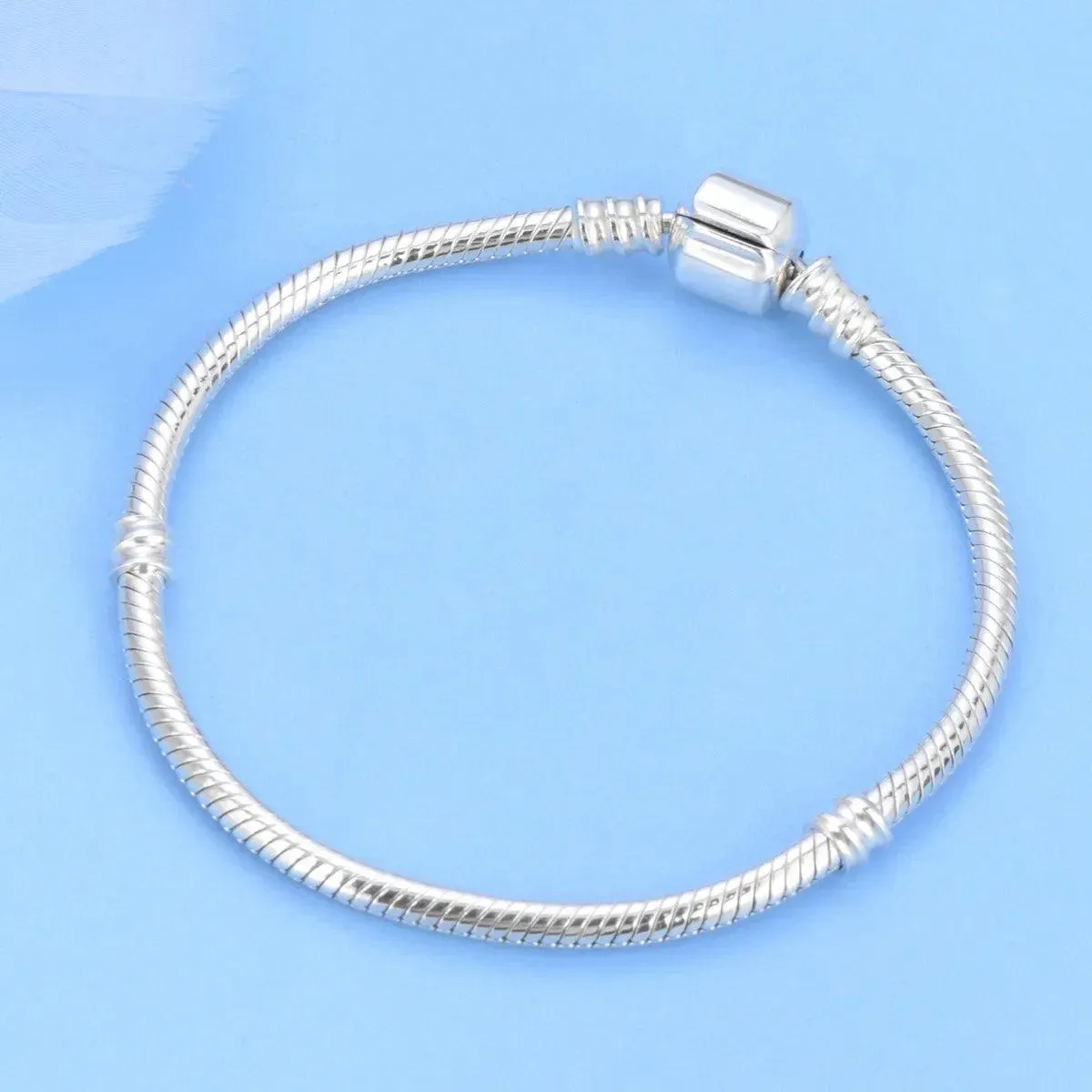 925 Sterling Silver Plated Snake Chain Bracelet Charm Jewelry ZJCL12