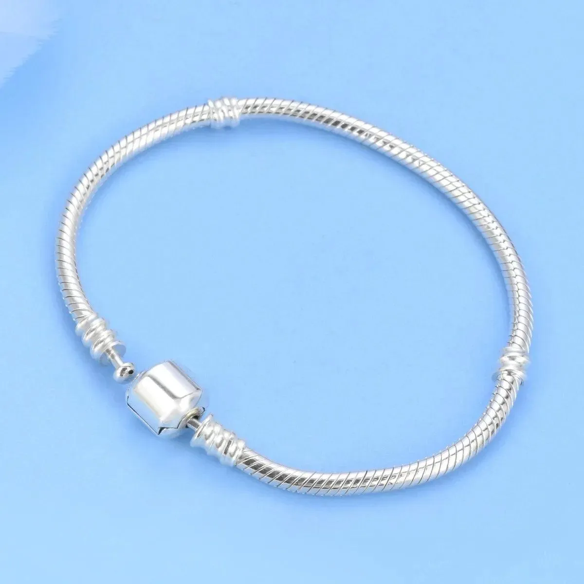 925 Sterling Silver Plated Snake Chain Bracelet Charm Jewelry ZJCL12