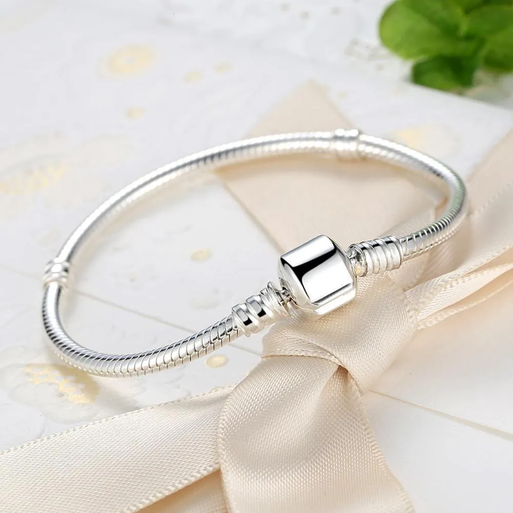 925 Sterling Silver Plated Snake Chain Bracelet Charm Jewelry ZJCL12