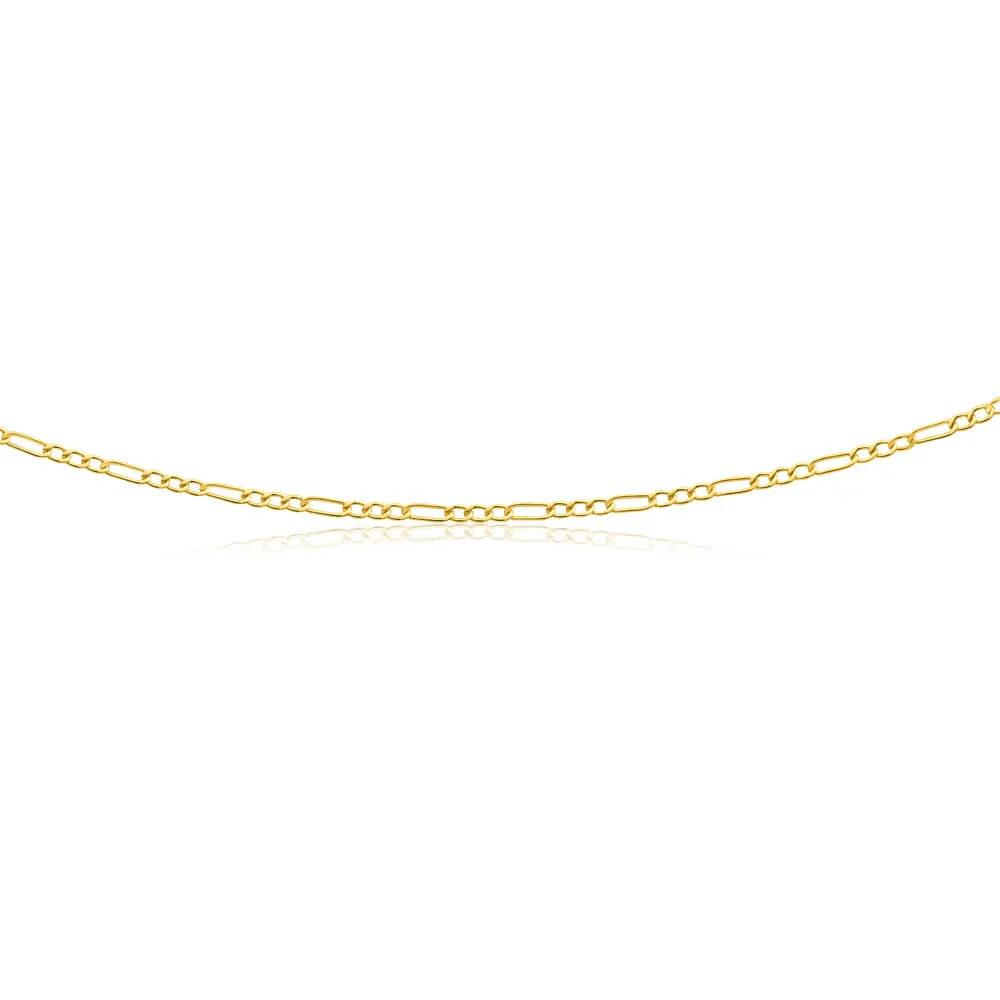 9ct Yellow Gold Silver Filled 45cm Figaro Chain 50 Gauge