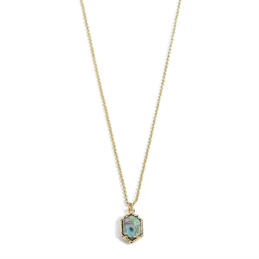 Abalone Hexagon Necklace: Gold