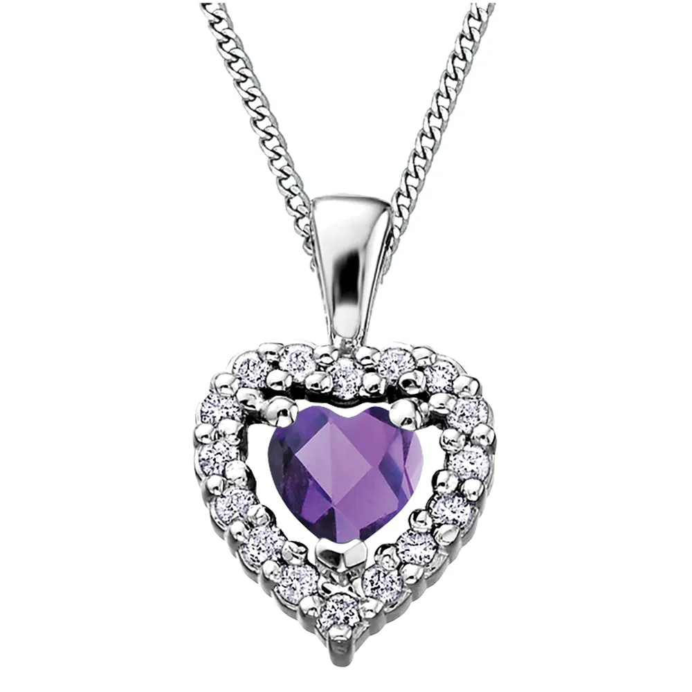 Birthstone and Diamond Heart Pendant
