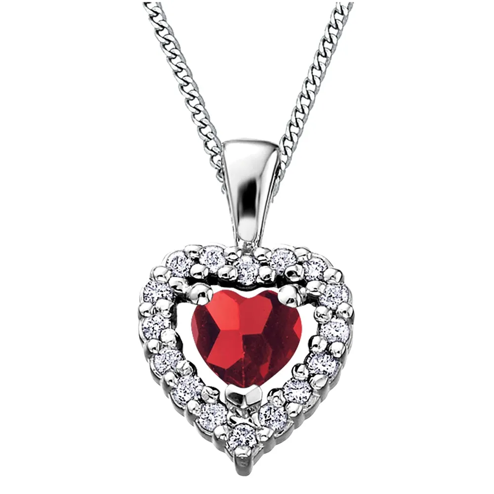 Birthstone and Diamond Heart Pendant