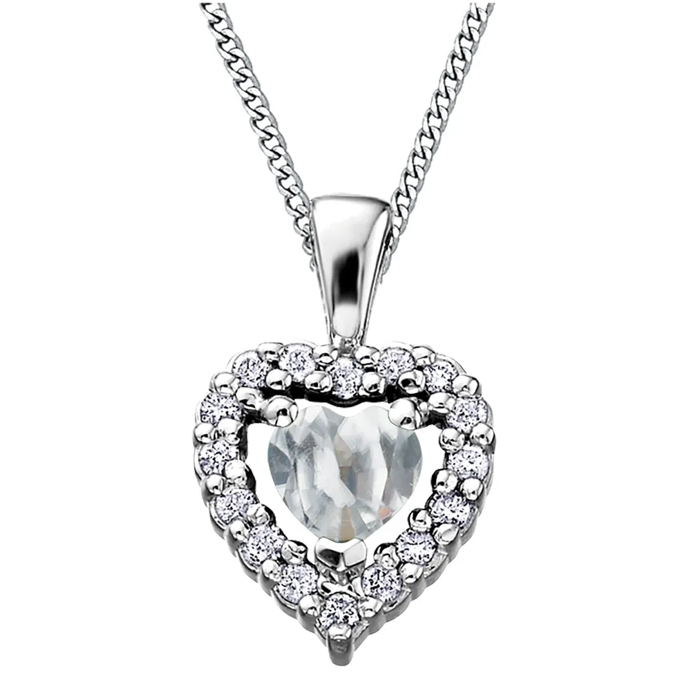 Birthstone and Diamond Heart Pendant