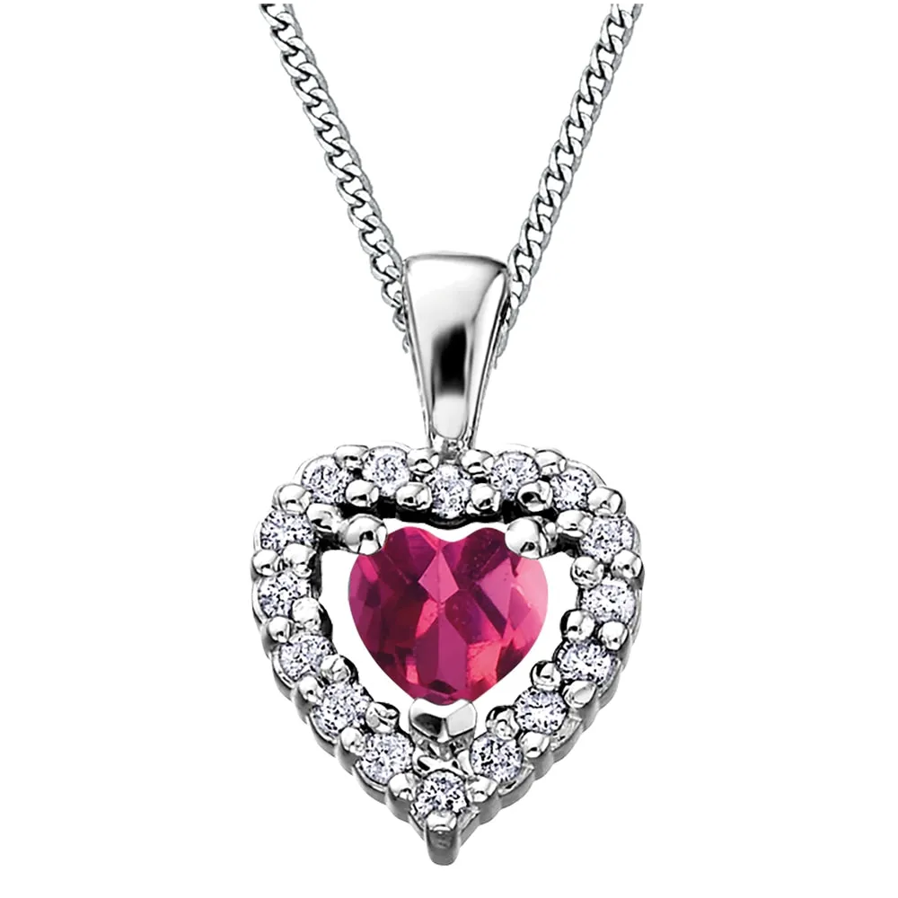 Birthstone and Diamond Heart Pendant