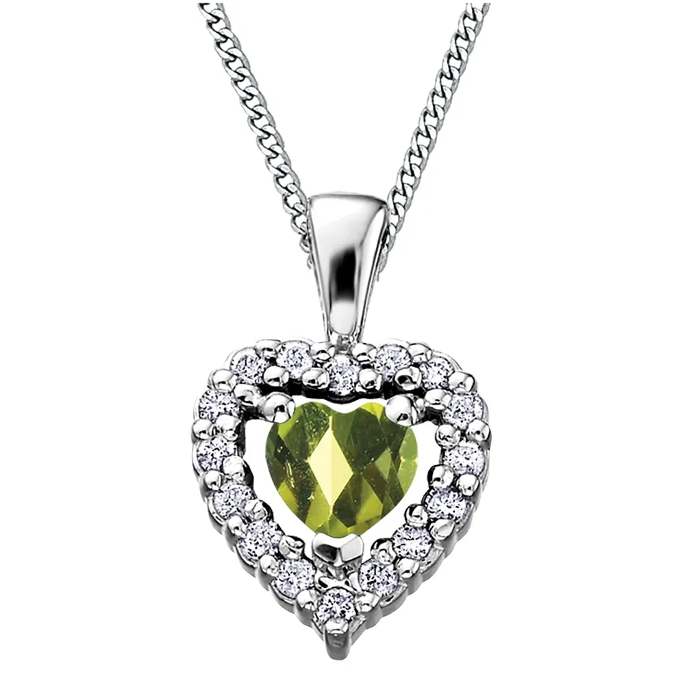 Birthstone and Diamond Heart Pendant
