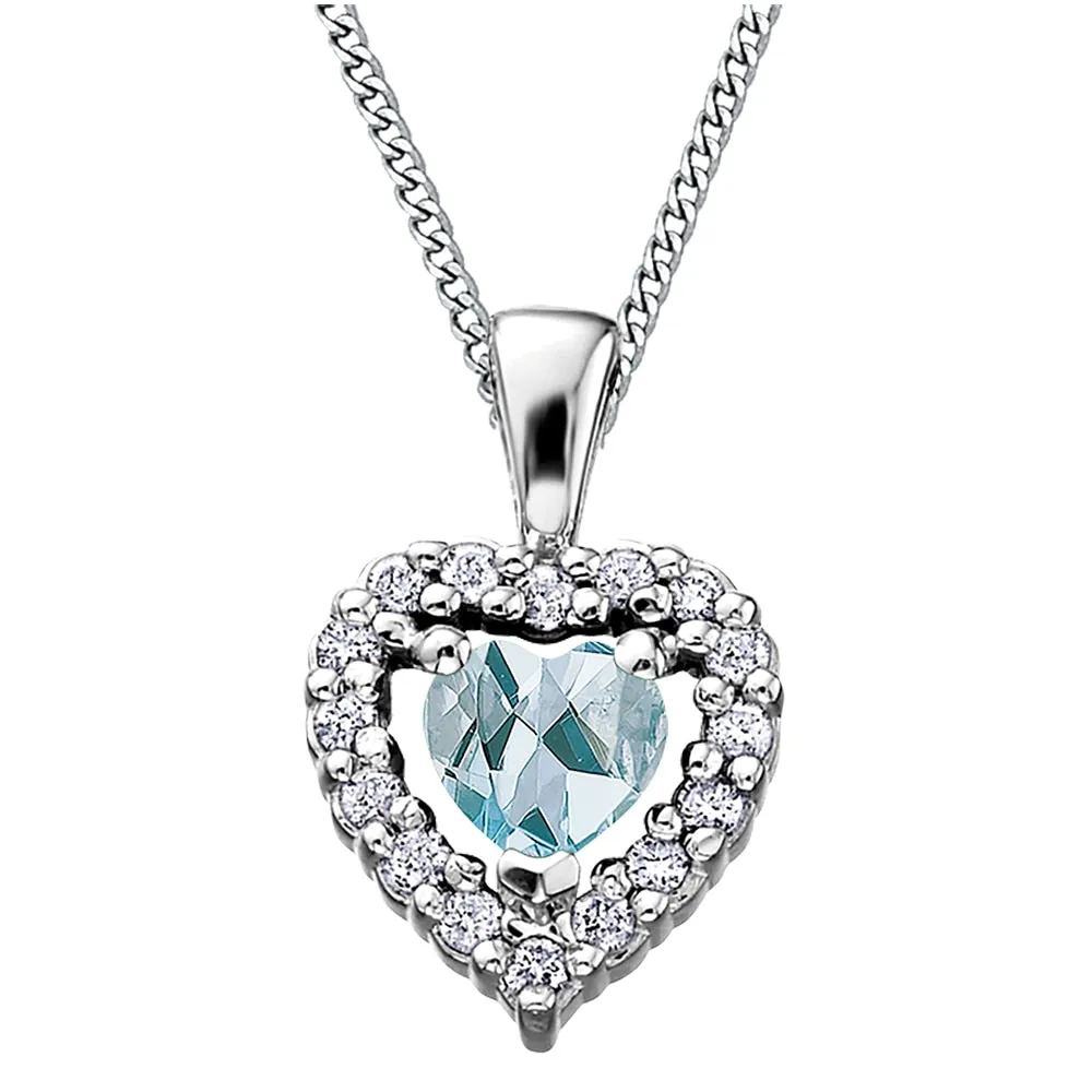 Birthstone and Diamond Heart Pendant