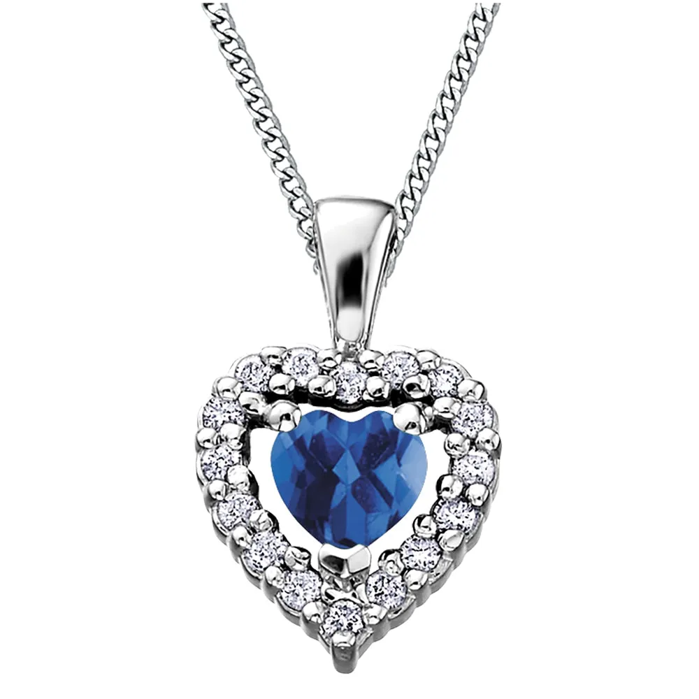 Birthstone and Diamond Heart Pendant