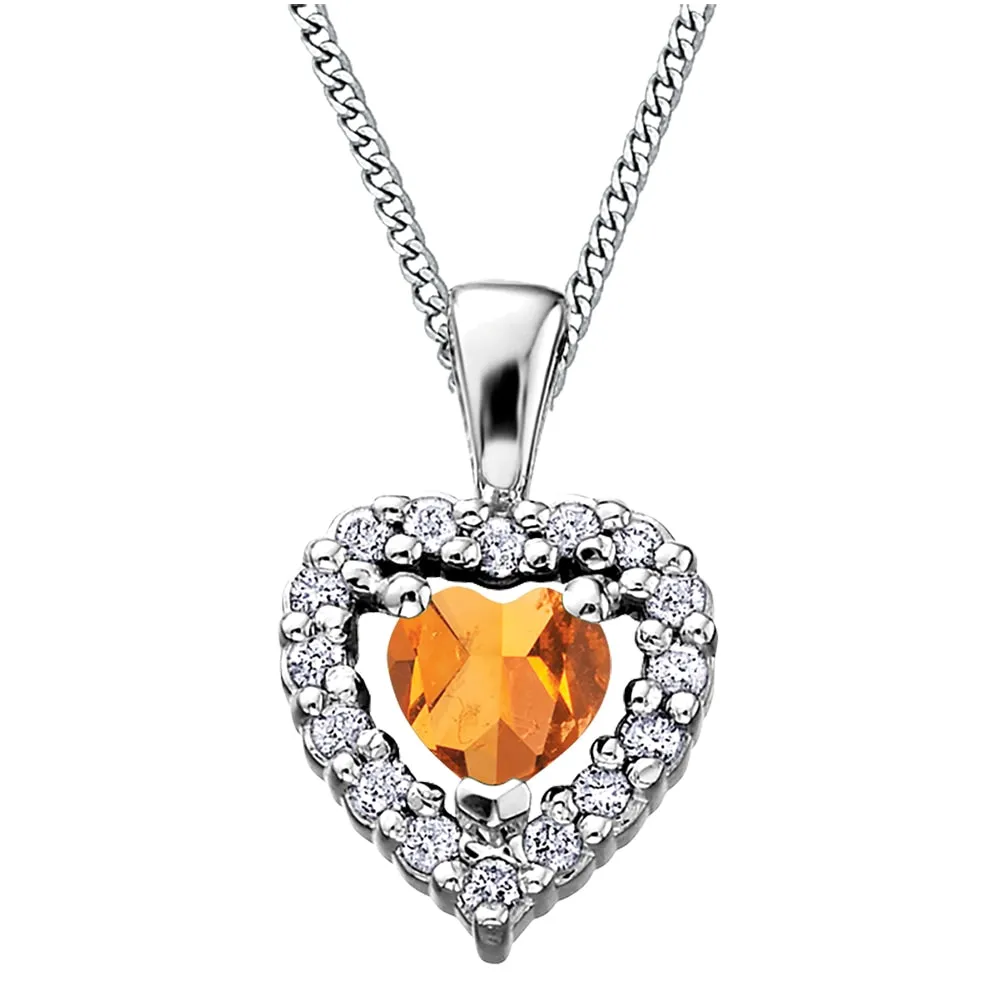 Birthstone and Diamond Heart Pendant