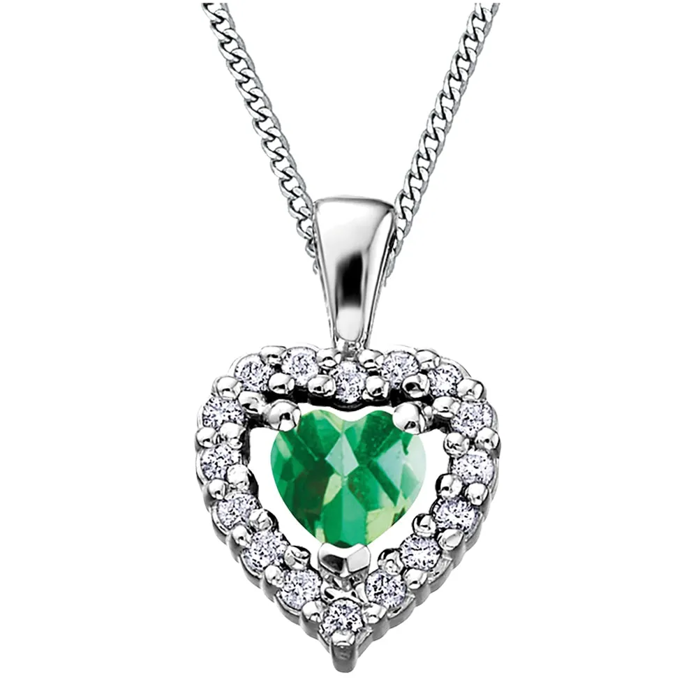 Birthstone and Diamond Heart Pendant