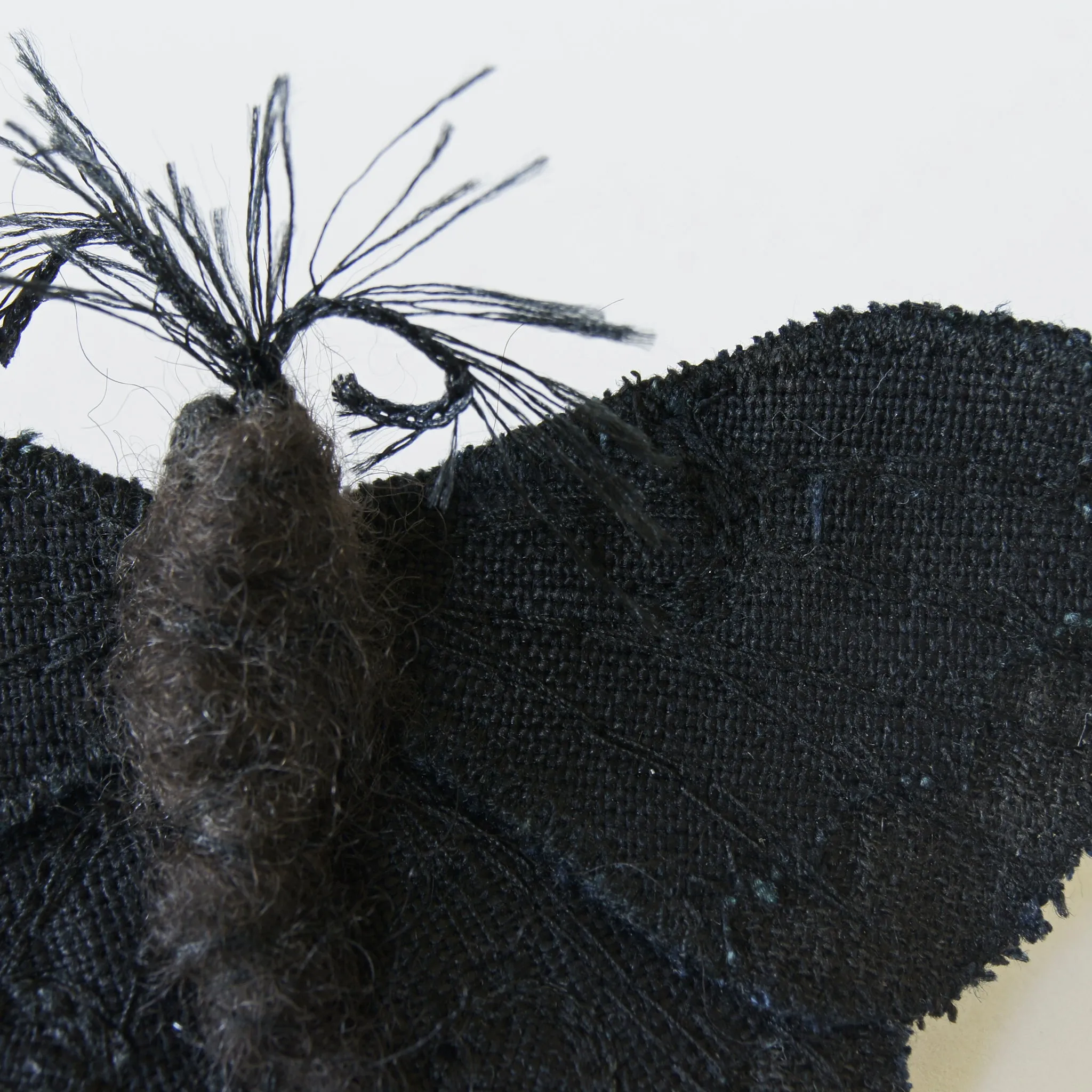 Black Luna Moth Fiber Art Brooch Collaboration with Nuit Clothing Atelier