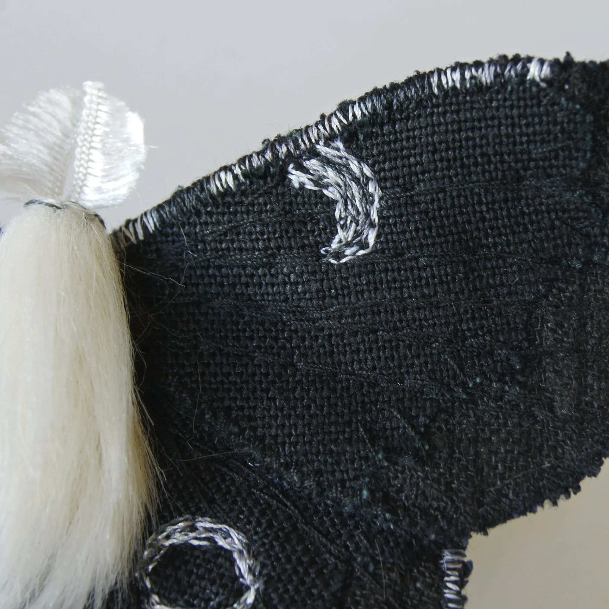 Black Luna Moth Fiber Art Brooch Collaboration with Nuit Clothing Atelier