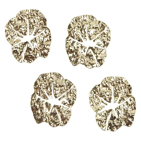 Brass Pendants - Lotus Leaf - 18k Gold Plated - Pkg/4