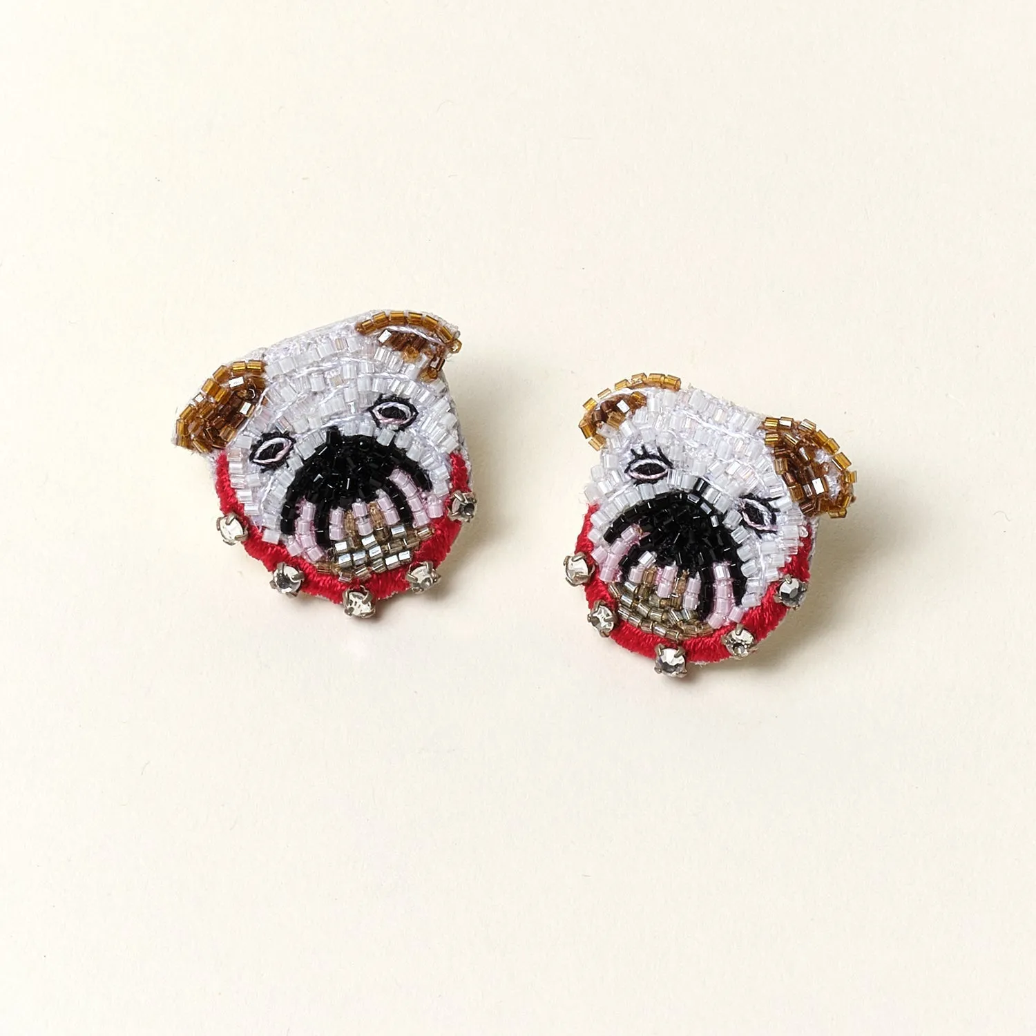 Bulldog Stud Earrings White by Mignonne Gavigan